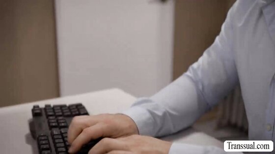 Slut secretary watches her TS boss jerking off 2