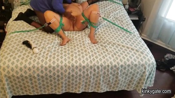 Tied up plump Marry tamed by black Dom