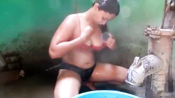 Rural Indian. Busty aunty soaping in front of me