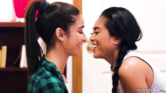 Teen facesitting busty lesbian classmate