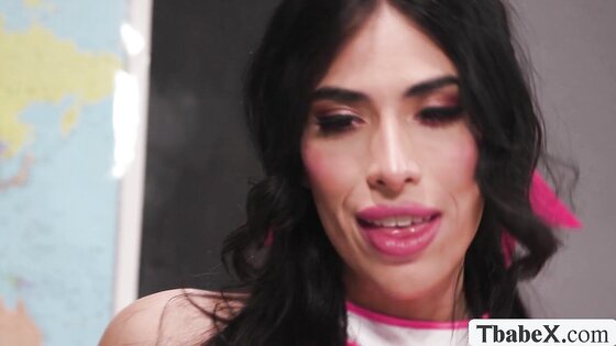 Detention supervisor fucks slut TS cheerleader