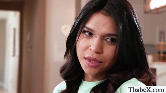 TS babysitter meets her new client and gets analed