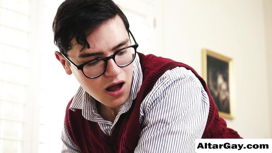 Pervert priest licks the ass of this Twink teen