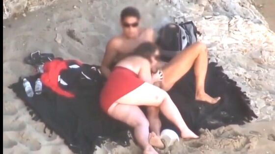 Chubby Niece devours cock on the beach