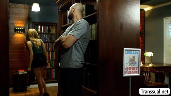 Big tits Trans anal fucked inside the library
