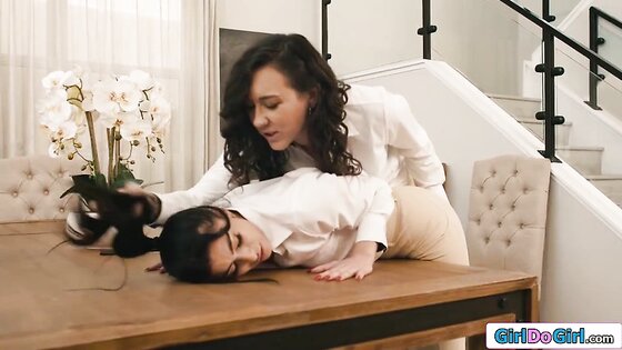 Hairy Brunette Lesbians Licking Moments
