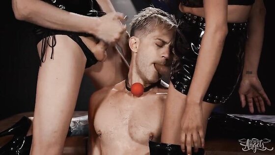 Sub Gay Fucked By Two Shemales