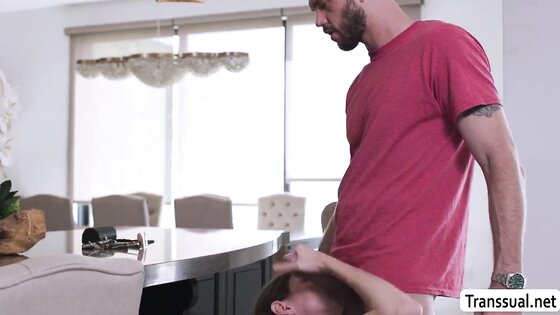 My TS wifey likes the kitchen table for anal sex