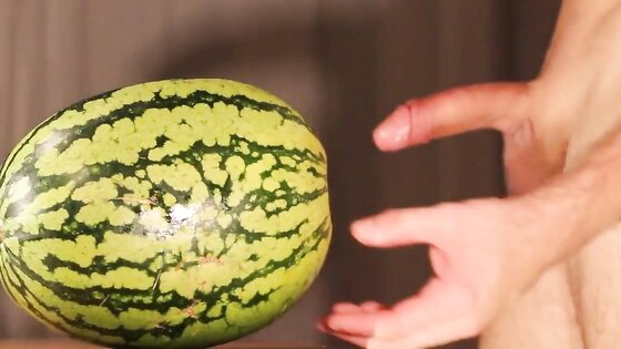 water melon cum - fucking a melon and cumming