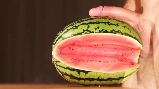 water melon cum - fucking a melon and cumming