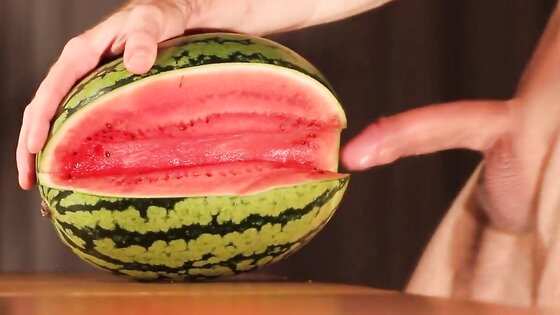 water melon cum - fucking a melon and cumming