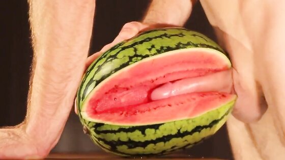 water melon cum - fucking a melon and cumming