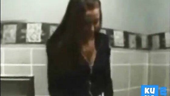 Amateur babe fucked in public toilet