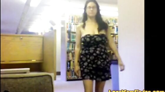 nerd getting naked in library