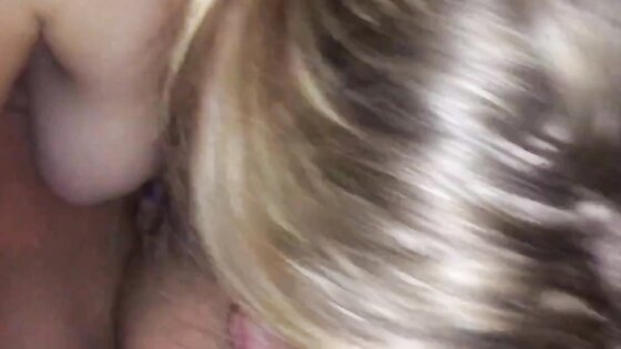 Blonde natural giving blow job