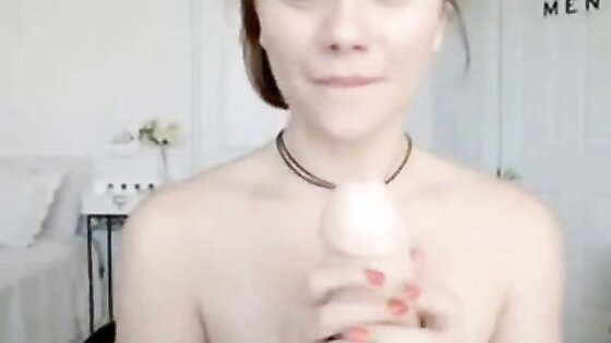 Girl sucks dicktoy filled with cream DTD