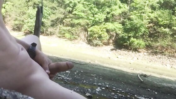 Me Jerking and Cum Naked Outdoor Public Exhib