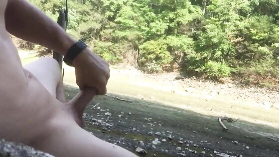 Me Jerking and Cum Naked Outdoor Public Exhib