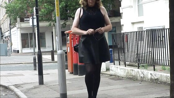 Sexy Transvestite masturbating out side the post office