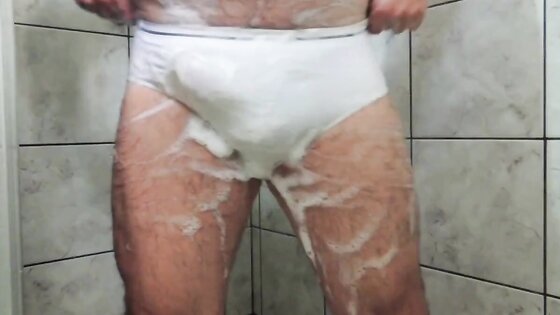 Daddy Hairy Bear on Shower Tease until Cumming