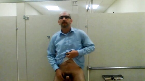 Jerking in a public restroom