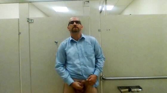 Jerking in a public restroom