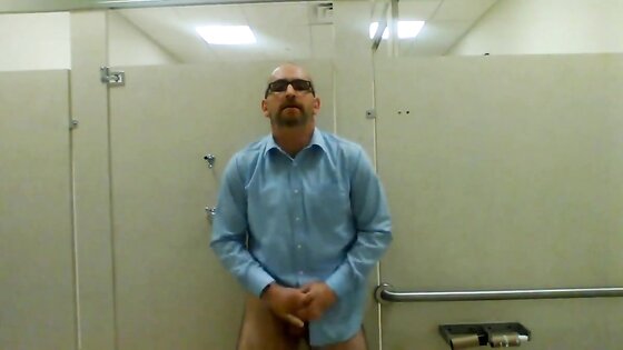 Jerking in a public restroom