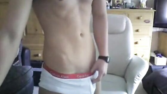 Cute amateur twink shows his big dick on webcam