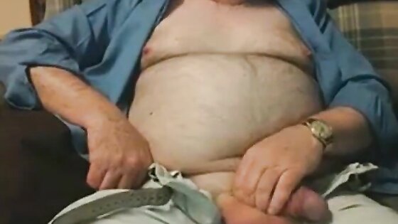 Hairy Grandpa Bear Fondling His Cock