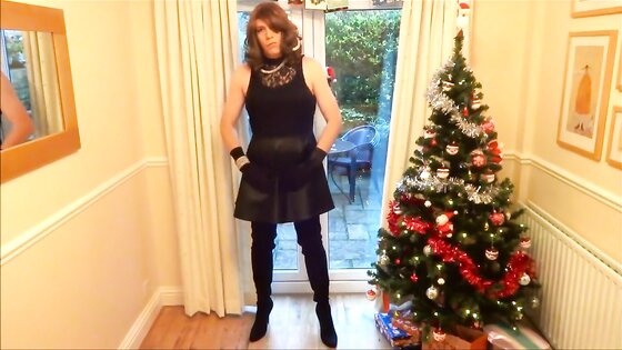 Alison in Thigh Boots - Wanking under the christmas tree