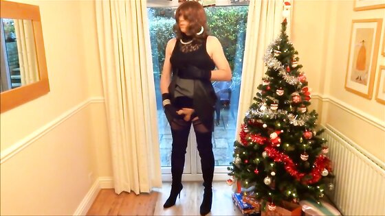 Alison in Thigh Boots - Wanking under the christmas tree