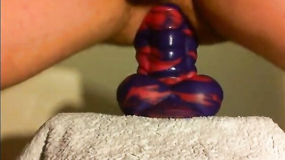 amateur Anal sex toy fun with flint the bad dragon !