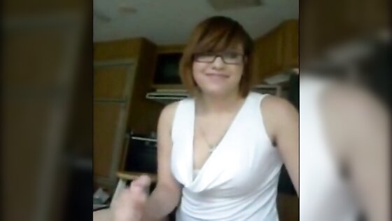 Chubby Girl with Glasses Handjob and Blowjob