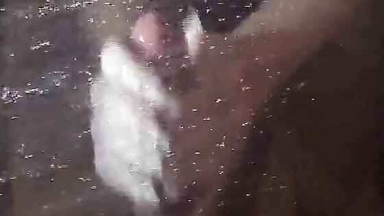 Long nails play with cock and blowjob under the shower