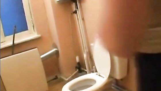 Young Girl plays in Bathroom