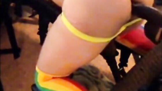 Boytoyslutboy rainbow socks fuck machine big black dildo