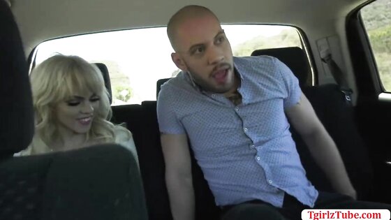 Horny bald picks up TS hitch hiker and barebacks her ass