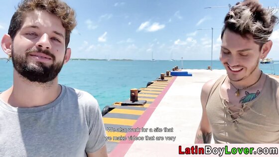 Latin guys celebrate gay pride on the beach outdoor