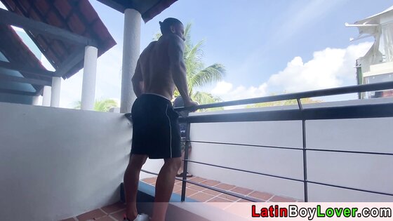 Hunk latin with big cock barebacking a skinny dude