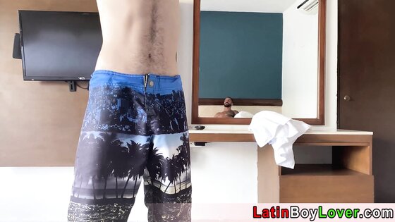 Hunk latin with big cock barebacking a skinny dude