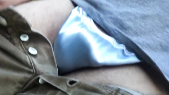 Showing my satin panties to a stranger outdoors