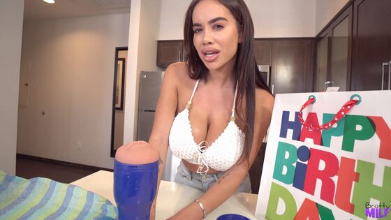 My MILF stepmom use her busty body as a gift to celebrate my birthday