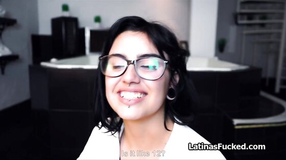 Slutty Latina in glasses wants big dick