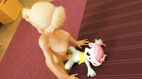 Sexy FUTA dickgirl fucks her little dolly - 3D Cartoon Animation