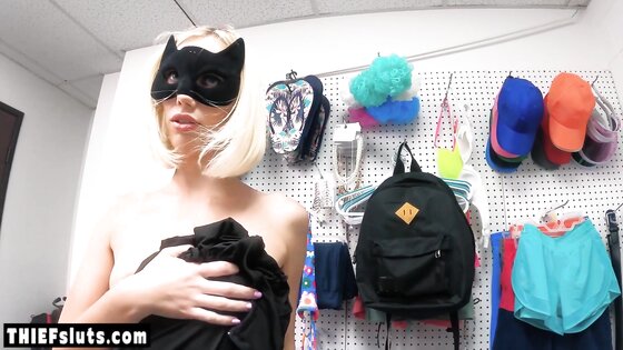 Skinny teen thief in sexy catwoman uniform fucked hard