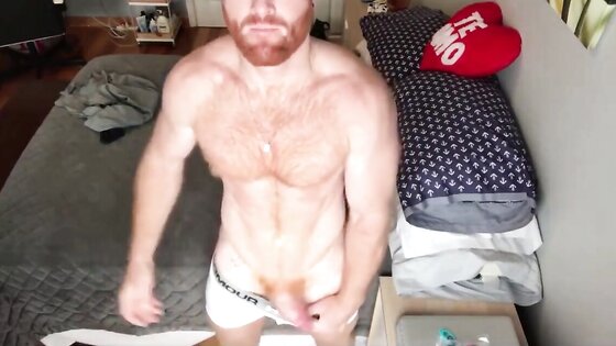 Ginger Hunk Seth Forena Bed Jerks his Cock Until He Cums