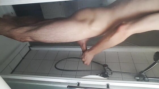 Shaving, jerking my young big cock ass spread boy 3