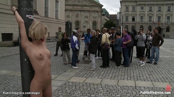 Euro blond deep throat fucked in public