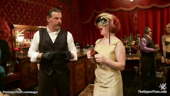 Slaves dominated at orgy bdsm party