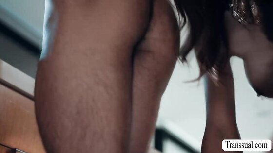 New stepson gets his ass bareback fuck by his TS stepmother